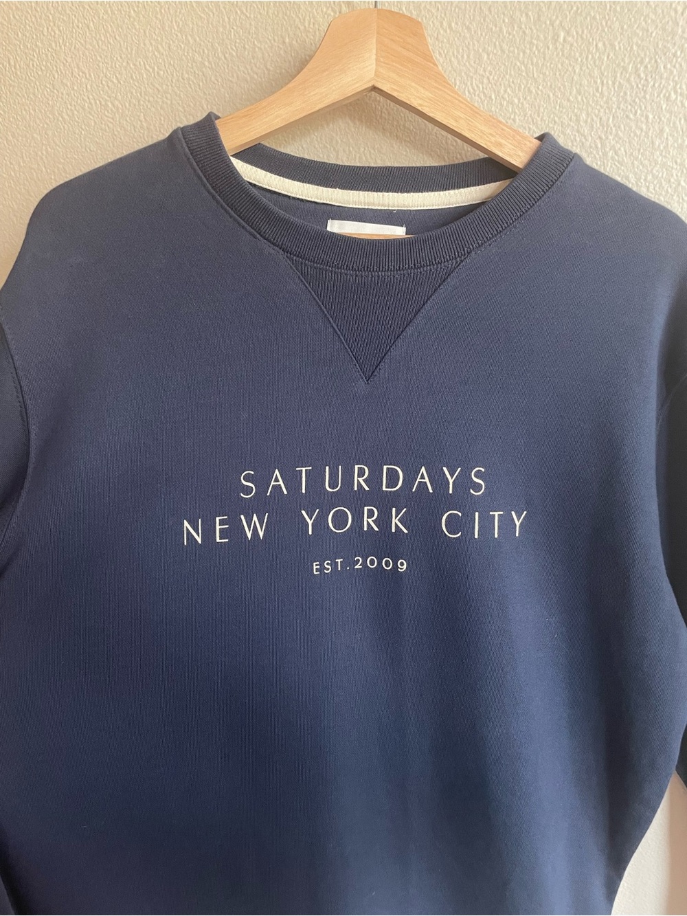 Saturdays New York City Navy Crewneck with White Logo